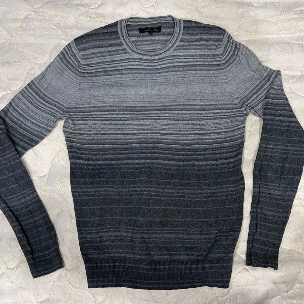 Marc Anthony Men's Charcoal Ombre Striped Crewneck Sweater